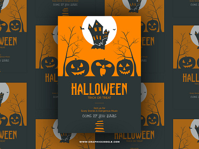 Free Halloween Trick or Treat Vector Flyer Template freebie halloween template trick or treat