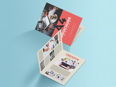 Free A4 Folded Brochure PSD Mockup free mockup mockup mockup template psd psd mockup