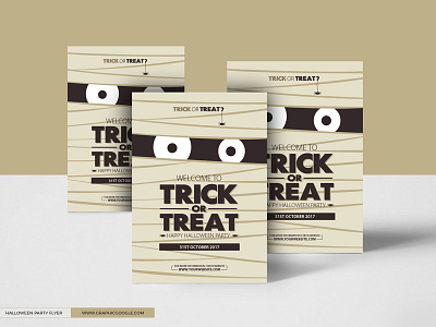 Free Halloween Trick or Treat Party Flyer Design Template freebie halloween halloween flyer template trick or treat