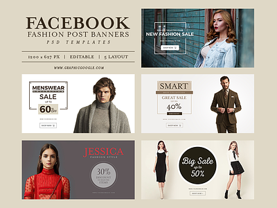 5 Free Facebook Fashion Post Banners PSD Templates