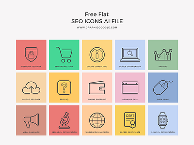 Free Flat Seo Icons Ai File 2018