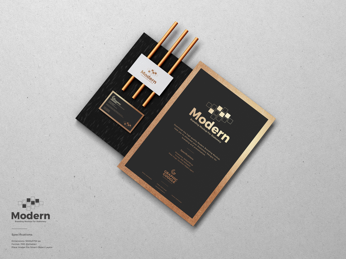 Free Modern Branding Mockup For Stationery by Graphic Google on Dribbble