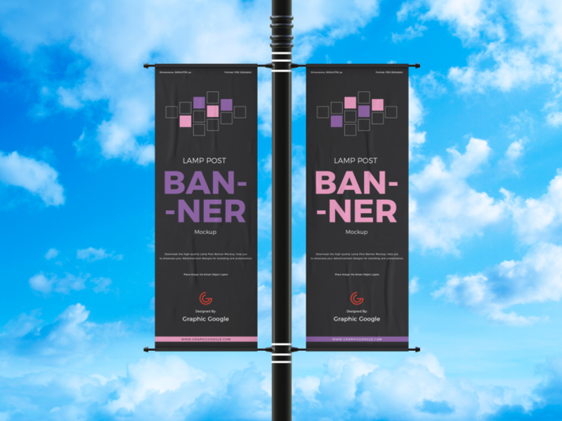 Download Free Outdoor Advertisement Lamp Post Banner Mockup By Graphic Google On Dribbble Yellowimages Mockups