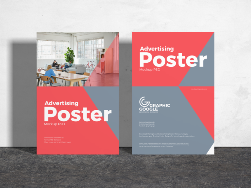 Free Advertising Poster Mockup PSD by Graphic Google on Dribbble