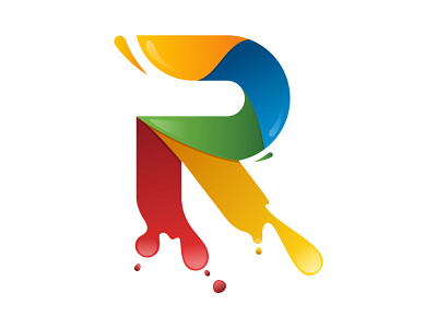 "R" Logo - Colourful Splash alphabet logo color drops gradient illustration logo paint splash