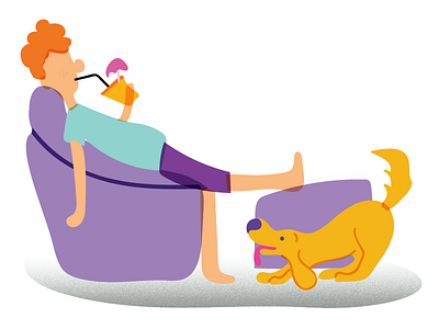 Summer is here! boy charater dog illustration relaxing summer