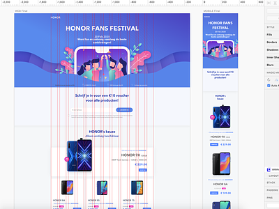 Huawei HiHonor Fans Festival art characterdesign clean design flat graphic design illustration landing page landing page design landing page illustration landing page ui linework minimal ui uiux ux uxdesign vector wireframe wireframe design