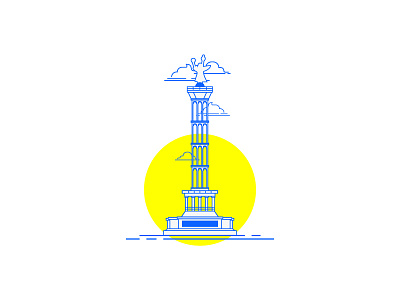The Victory Column art blue branding clean design flat icon illustration logo design minimal vector yellow