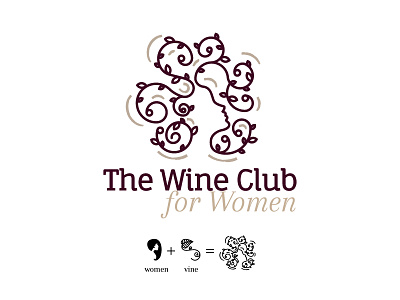 The Wine Club art artwork female flat illustration linework logo design sommelier vine wine wine logo women