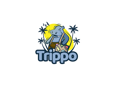 Trippo - The Travel Hippo animal logo branding flat hippo hippo illustration illustration linework logo logo design minimal travel hippo vector