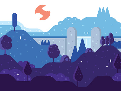 blue forest design flat illustration landing design ui vector