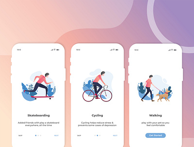 Enjoy your activities app branding design flat illustration ui uidesign ux vector