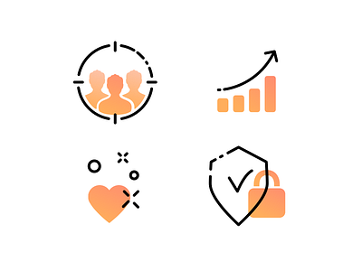 Line Icons -- group growth icon like love secure target