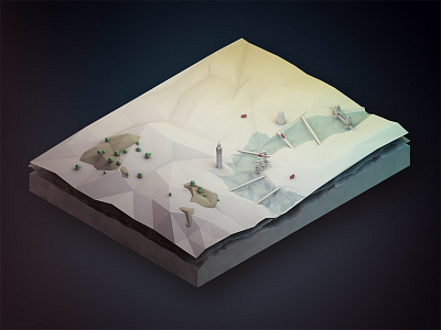 Terrain London 3d bus cinema4d flooding isometric london low poly render terrain water