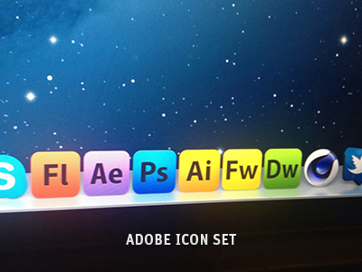 Free Adobe Icon Set adobe aftereffects dreamweaver encore fireworks flash icons illustrator indesign mac osx photoshop preludeadution premiere speedgrade