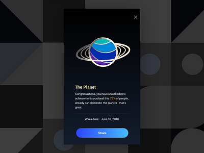 Achievement Badge - 02 Planet achievement analysis app badge car card date device obd ui ux