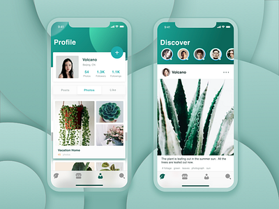 Plant app discover green interface profile ui