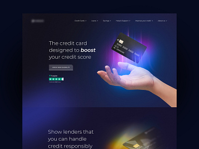 Banking Homepage Concept - Credit Card bank banking card colour credit credit card dark mode finance glow homepage moody nft typography ui web website design