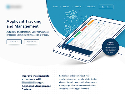Recruitment Software Homepage clean design flat homepage landing line page recruitment shadow