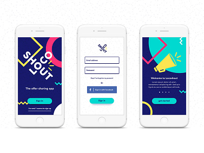 Locoshout welcome screens app design