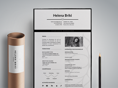 CV Graphic Recast - Helena Briki black and white branding clean design clear customer cv design girly simple thin