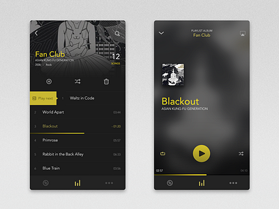Music Player UI - iOS album apps clean dark flat ios music player playlist