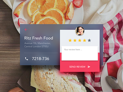 Simple Review Modal - 7th shot food minimalist modal popup restaurant review website