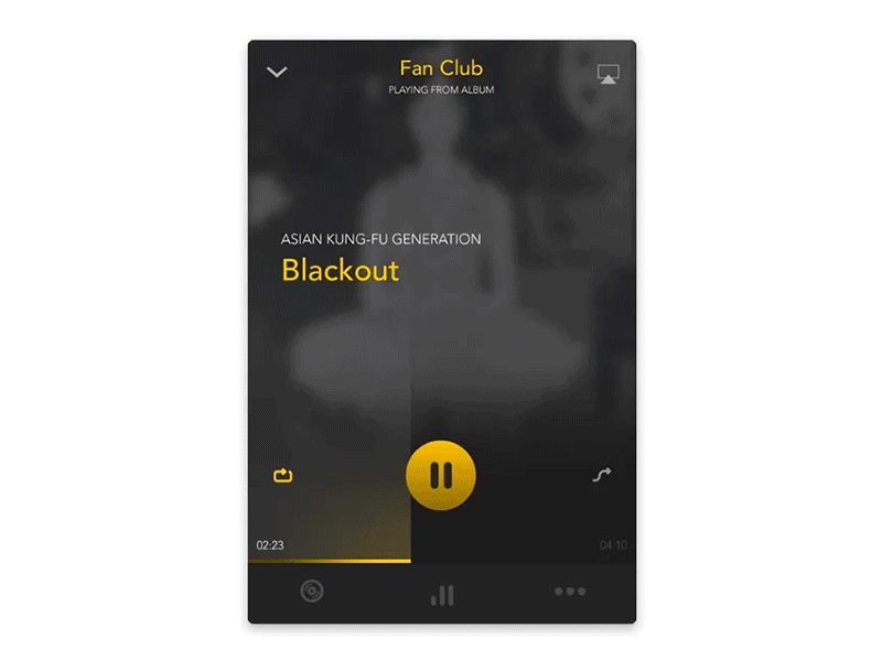 Music Player Animation android animation apps clean dark gif ios mobile music player