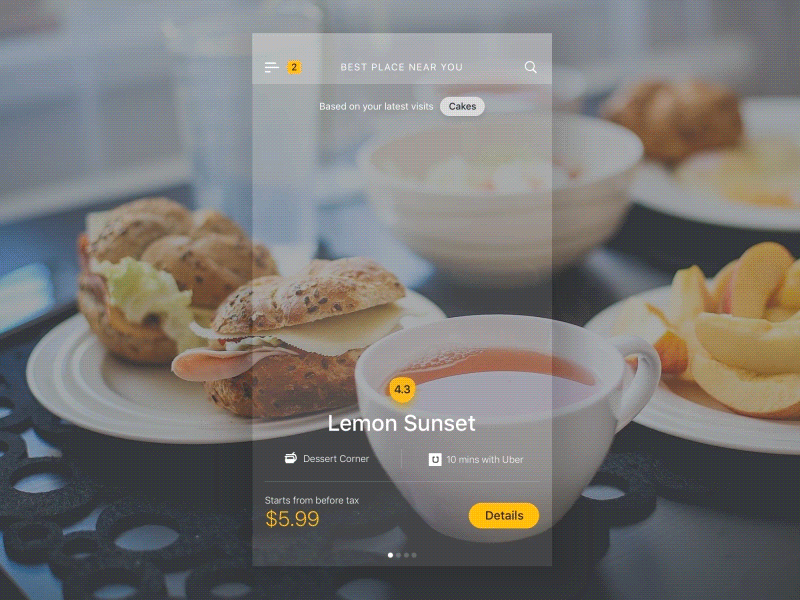 Cafe Venue and Detail Concept | iOS Apps animation apps food freebies gif ios photo sketch slider