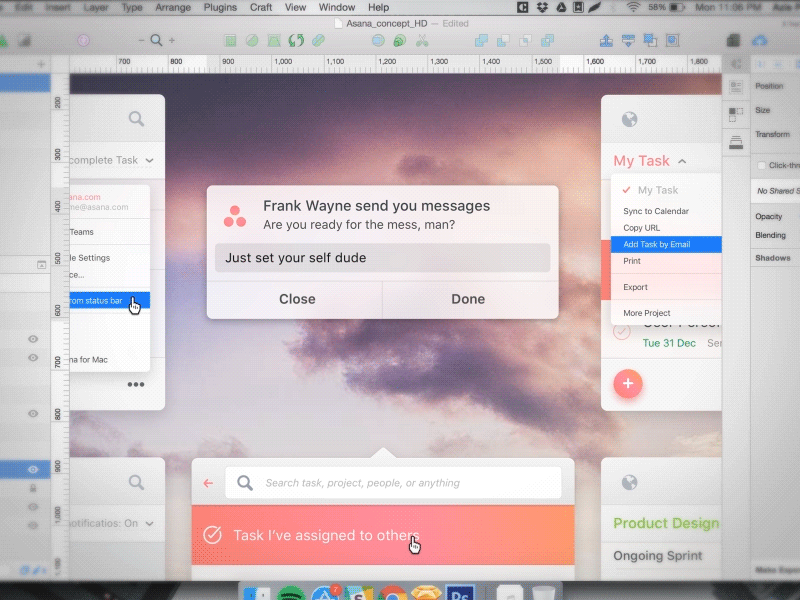 Reply Messages apps asana desktop macintosh message task tools widget