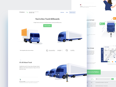 Landing page — Truck Billboard service ads illustration landing page minimal sketch truck website whitespace