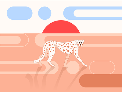 Cheetah animal cute design geometric icon illustration vector