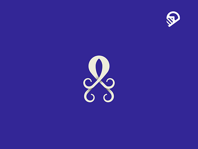 Octopus animal blue geometric icon illustration logo octopuss