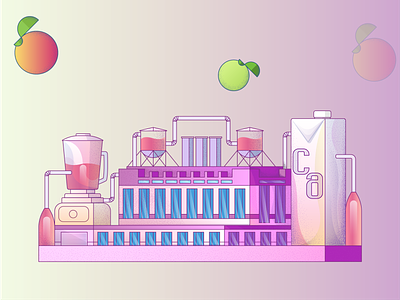 Juice Factory Illustration #2 clean colorful colorful design drink drink illustration factory illustration fruit fruit illustration geometric geometric illustration gradients illustration juice juicer playful