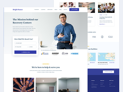 BrightStance - Recovery Center Website Design airy clean landingpage layout light ui ux website website design websites