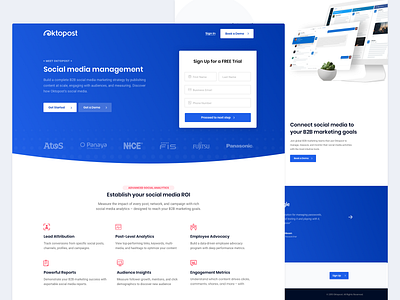 Oktopost - Landing Page Design clean design homepage landing page layout ui ui design user interface ux