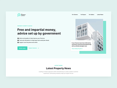 Property Experts - Property News & Guides Website animation blog clean guide landing page layout property real estate ui user interface ux web design website