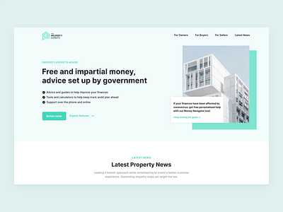 Property Experts - Property News & Guides Website animation blog clean guide landing page layout property real estate ui user interface ux web design website