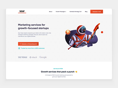 Soar - Marketing Agency Website Design agency animation clean colorful layout marketing agency marketing website orange web design website design