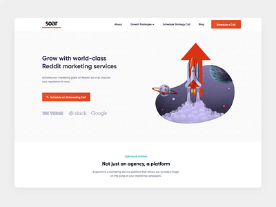 Soar - Marketing Agency Website Design agency animation clean colorful layout marketing agency marketing website orange web design website design