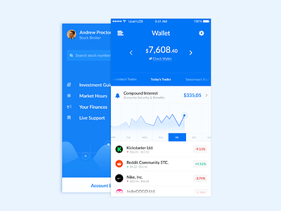 Stock App app blue clean ios stock ui