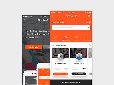 Find a Gym Class app clean design fitness gym health ios orange ui user interface