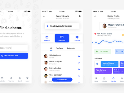 Search your Doctor by Stelian Subotin on Dribbble