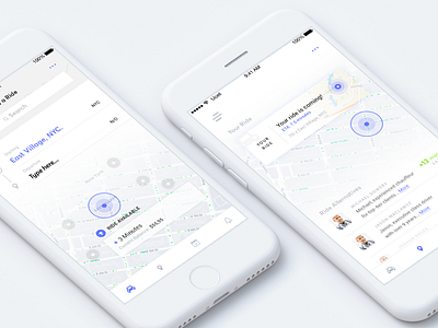 Your ride is coming! app design clean ios mobile taxi ui