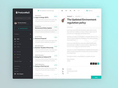 ProtonMail App Concept app application clean desktop interface mail ui