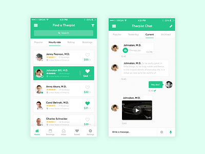 Find a Therapist green ios medical search therapist ui ux