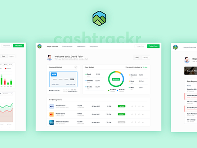 Cashtrackr - Dasboard Screens application budget clean dashboard design green interface light money ui user ux