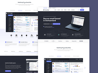 ProtonMail Homepage Exploration blue dark homepage layout protonmail secure site swiss ui user experience user interface ux website