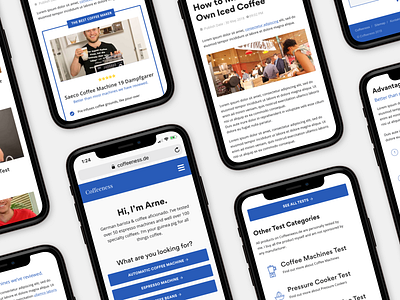 Coffeeness - Responsive Screens adaptive android blog blog app blue clean design ios mobile responsive ui user interface ux