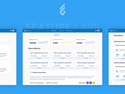 FeatureLabs - Web Application Design blue clean dashboard design layout machine learning simple ui ux web app web application